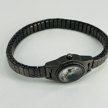 Vintage Carbon Fiber Tone Watch Metal Stretch Band SA6