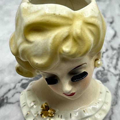 Vintage National Potteries Co Cleveland Japan 3.5” Mini Lady Head Vase TJ6