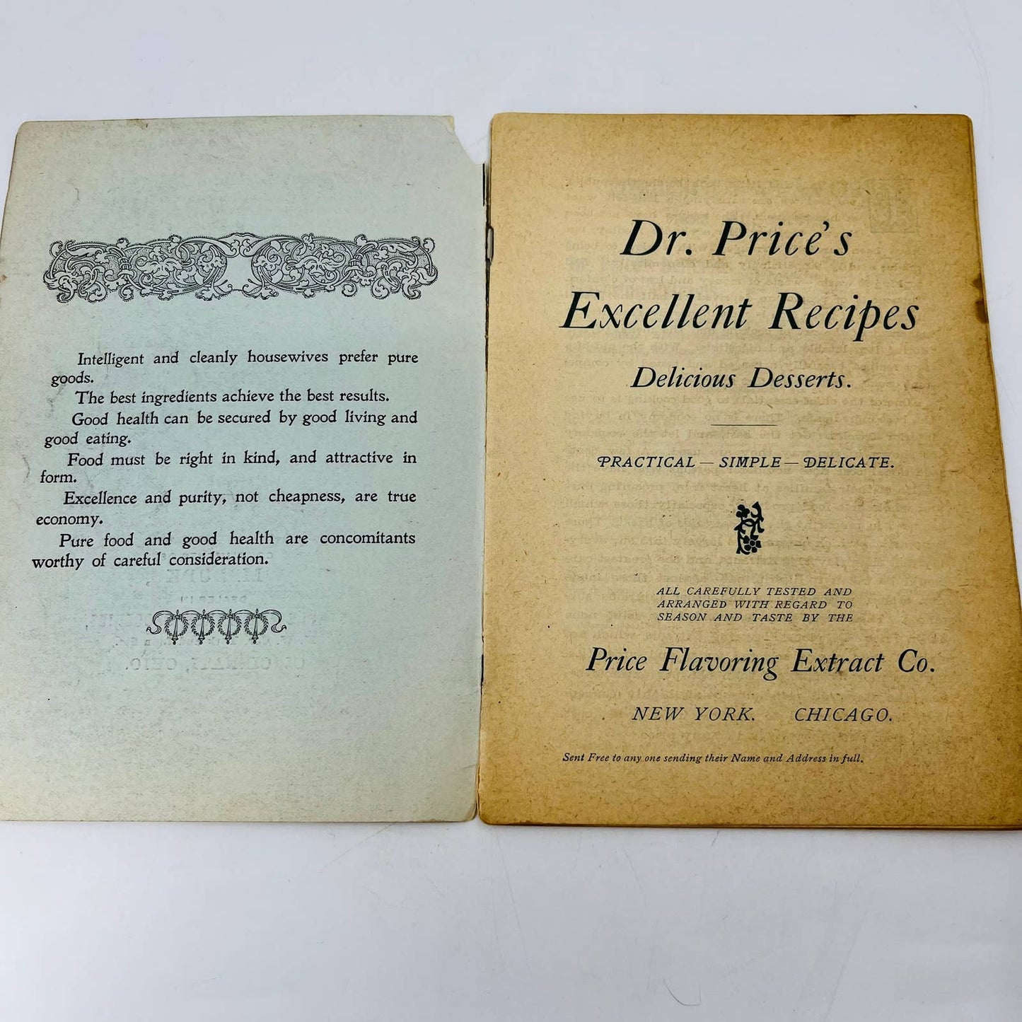 1899 Dr.Price’s Excellent Recipes Delicious Desserts Cookbook Cincinnati OH BA3