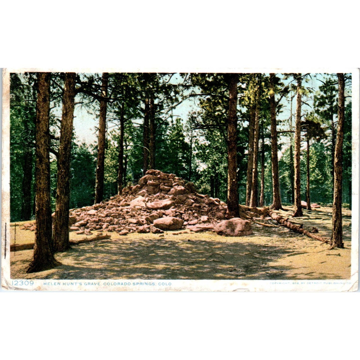 1909 Helen Hunt's Grave Colorado Springs Colorado Original Postcard TK1-28