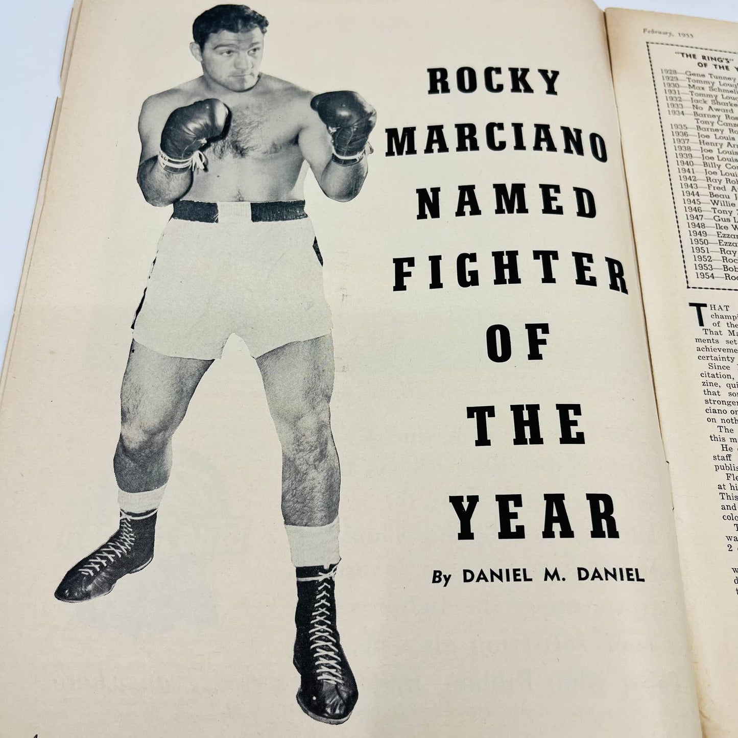 1955 Feb - The Ring Boxing Magazine – Annual Ratings Cover Rocky Marciano TA5