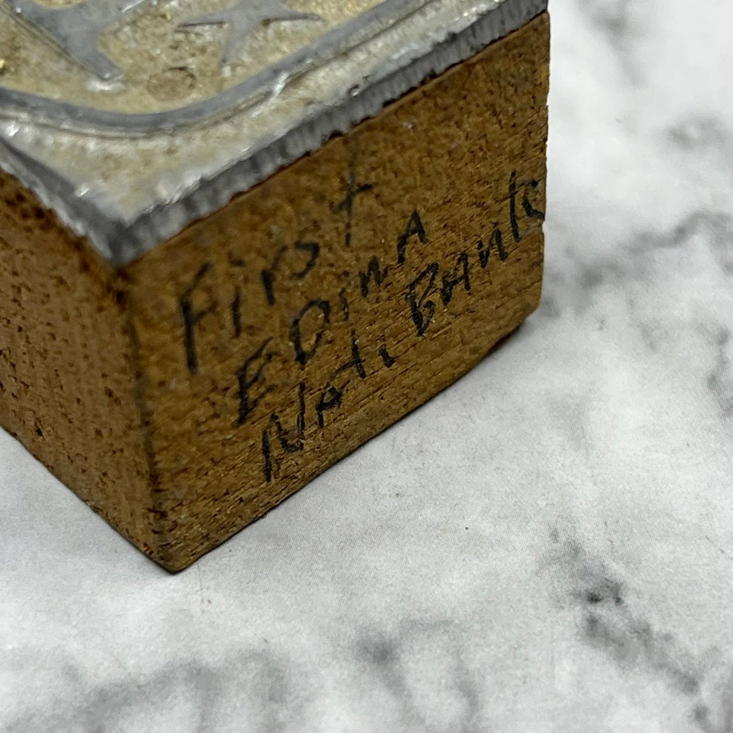 VTG Printing Letterpress Printers Block Plate 1st National Bank Edina MN TJ511