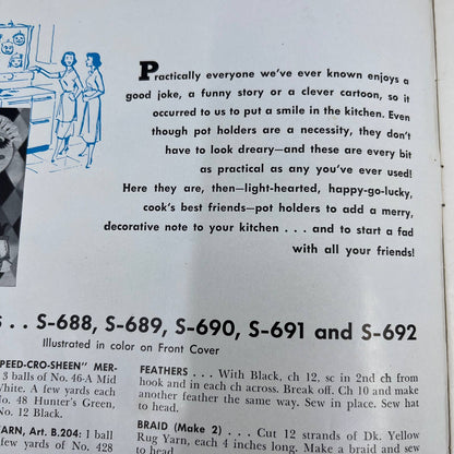 1955 Coats & Clark's Crochet pattern Book #312 Anthropomorphic Potholders TH7
