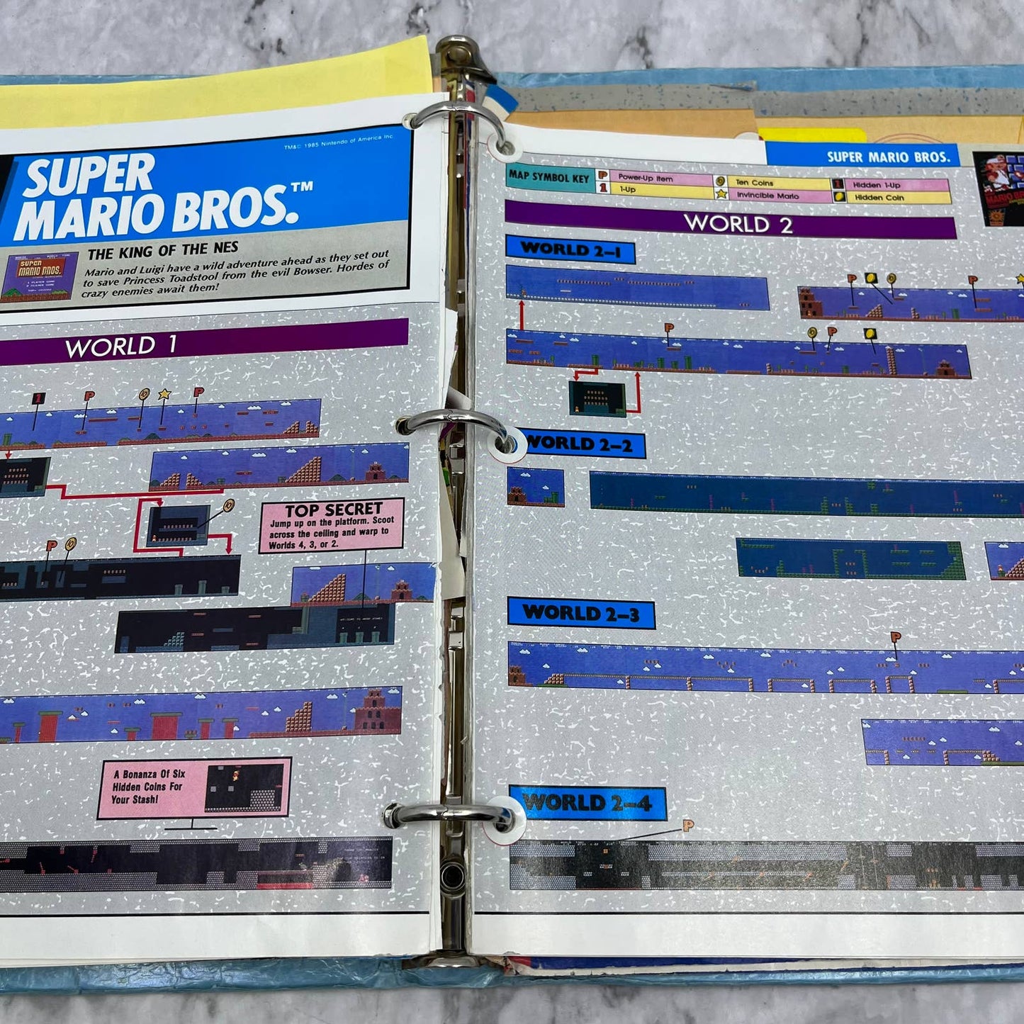 c1989 Binder of Clipped NES Maps and Articles From Nintendo Power Magazine TJ6-1