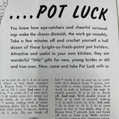 1945 Crochet Pattern Potholders 30 Designs Coats & Clarks Book 222 TH7