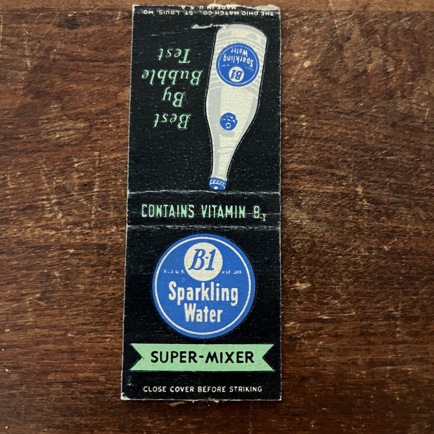 B-1 Sparkling Water Vitamin B1 Advertising Matchbook Cover MM11-7