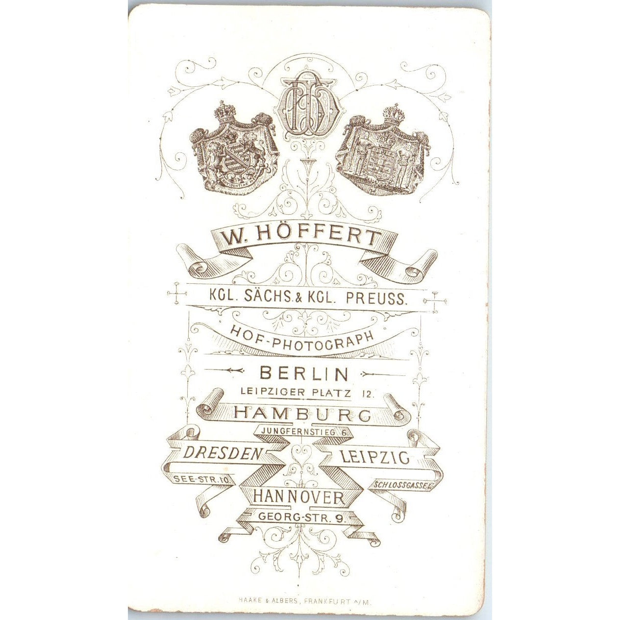 c1880 German Military CDV Cabinet Photo Card - W. Hoffert Berlin PV1