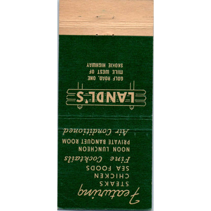 Landl's Restaurant Smokie Illinois Advertising Matchbook Cover SA1-M11