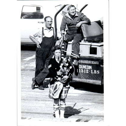 c1970 Original Photo Bagpipe Player Otago Harbour Dunedin New Zealand 5x7 AD6