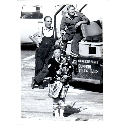 c1970 Original Photo Bagpipe Player Otago Harbour Dunedin New Zealand 5x7 AD6