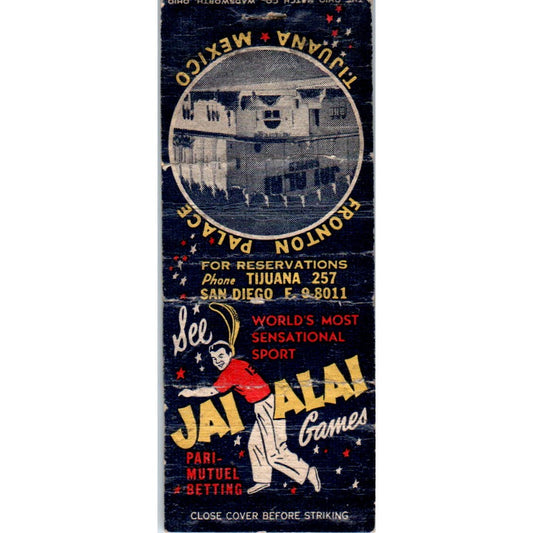 Jai Alai Cafe Los Angeles CA Advertising Matchbook Cover SA9-M3