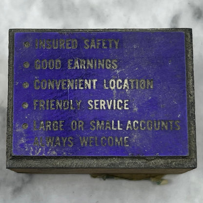 Vintage Printing Letterpress Printers Block Plate Bank Perks List SB3