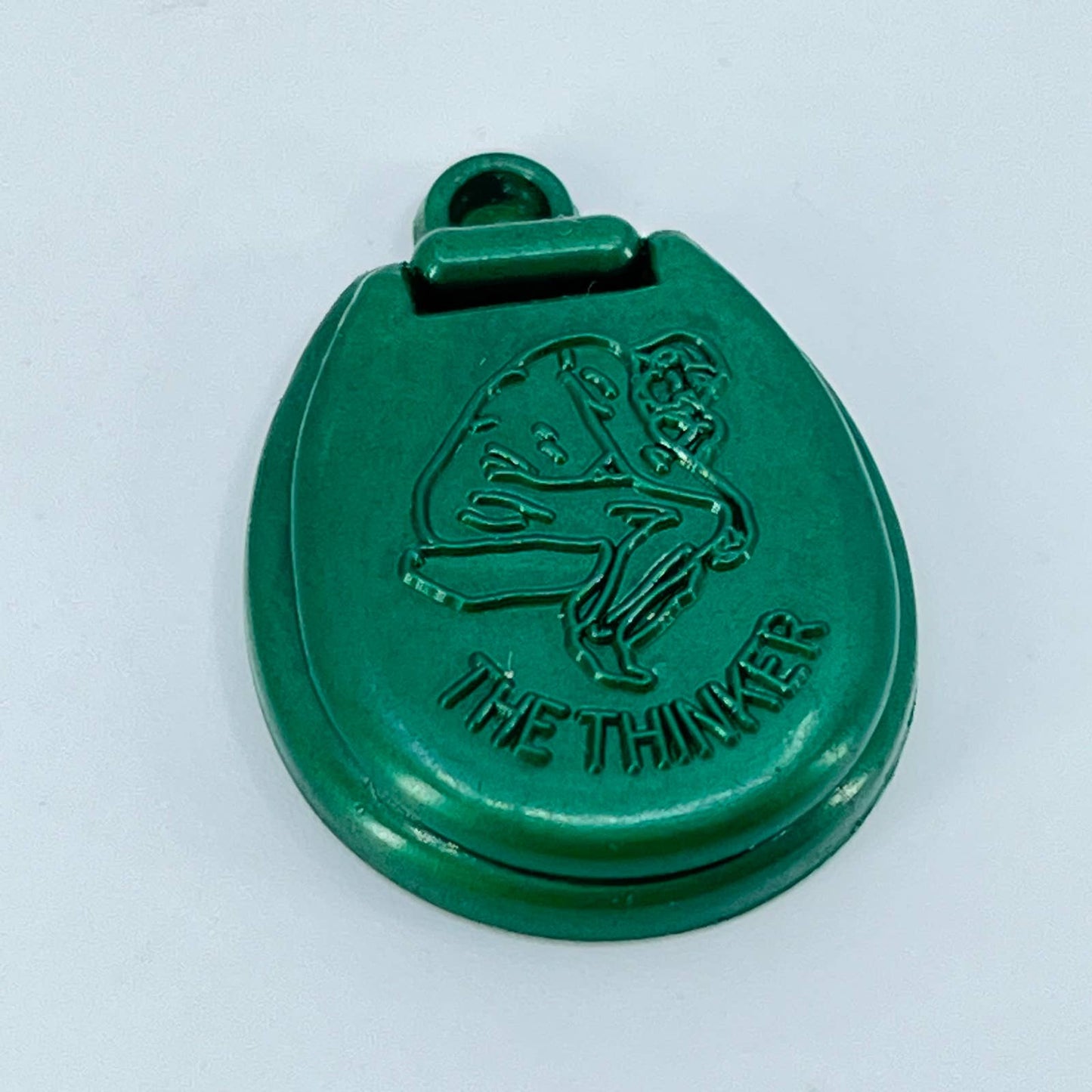 Vintage Cracker Jack Prize Charm Celluloid The Thinker Green Toilet Seat  SD1-1