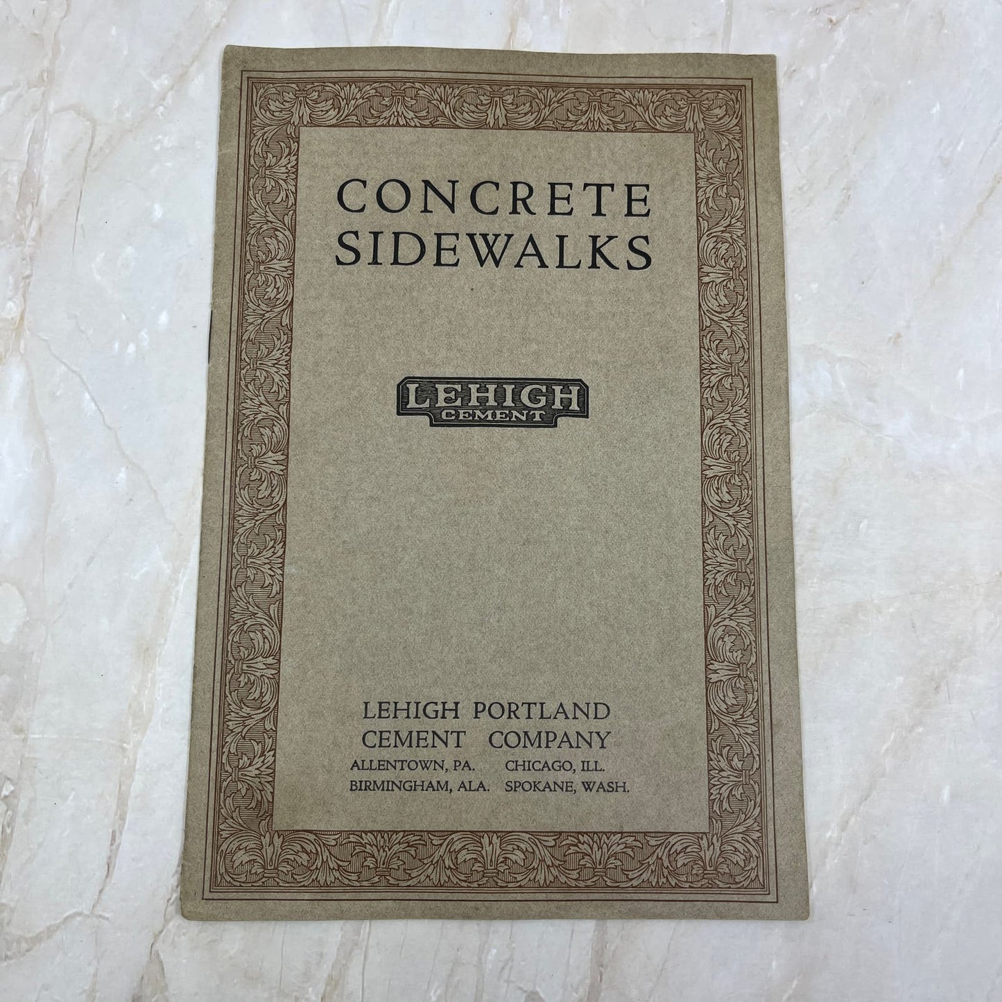 Concrete Sidewalks Lehigh Portland Cement Co Booklet TJ9