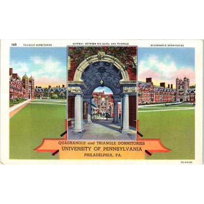 Vtg Postcard University of Philadelphia Quadrangle & Triangle Dormitories TD9-P1