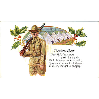 1917 WWI US Army Christmas Cheer Original Postcard TK1-25