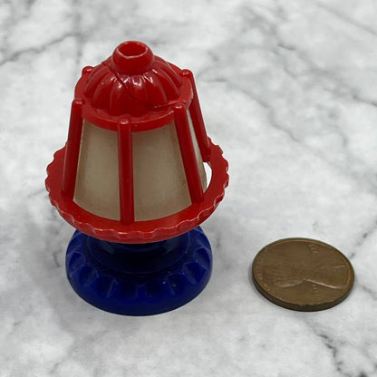 Vintage Acme 1960s Plastic Table Lamp Dollhouse Miniature Red Blue 1 7/8" SE7