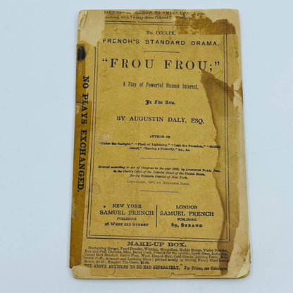 1898 French’s Standard Drama FROU FROU Play Book CCCLIX EA4