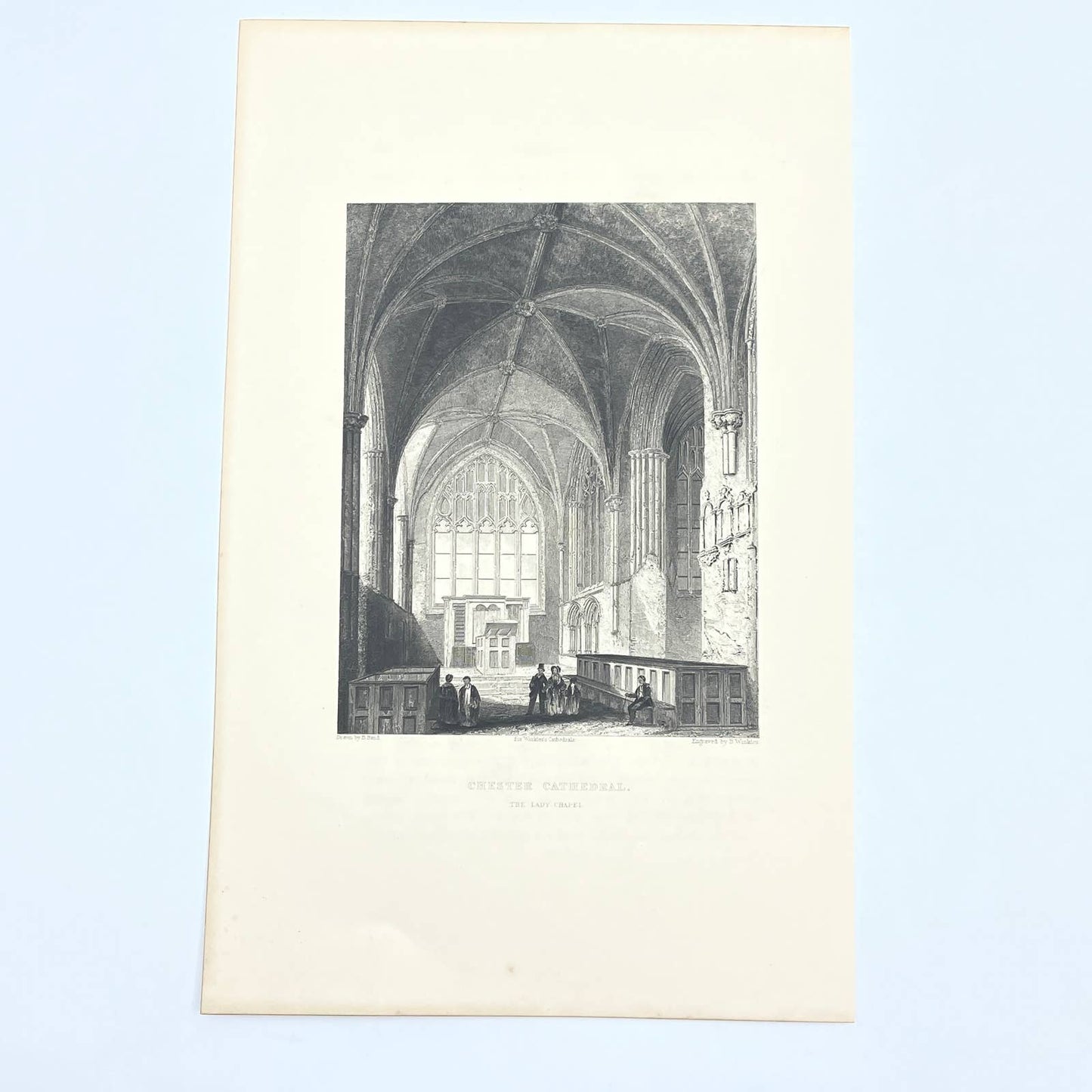 1842 Original Art Engraving Chester Cathedral - The Lady Chapel AC6