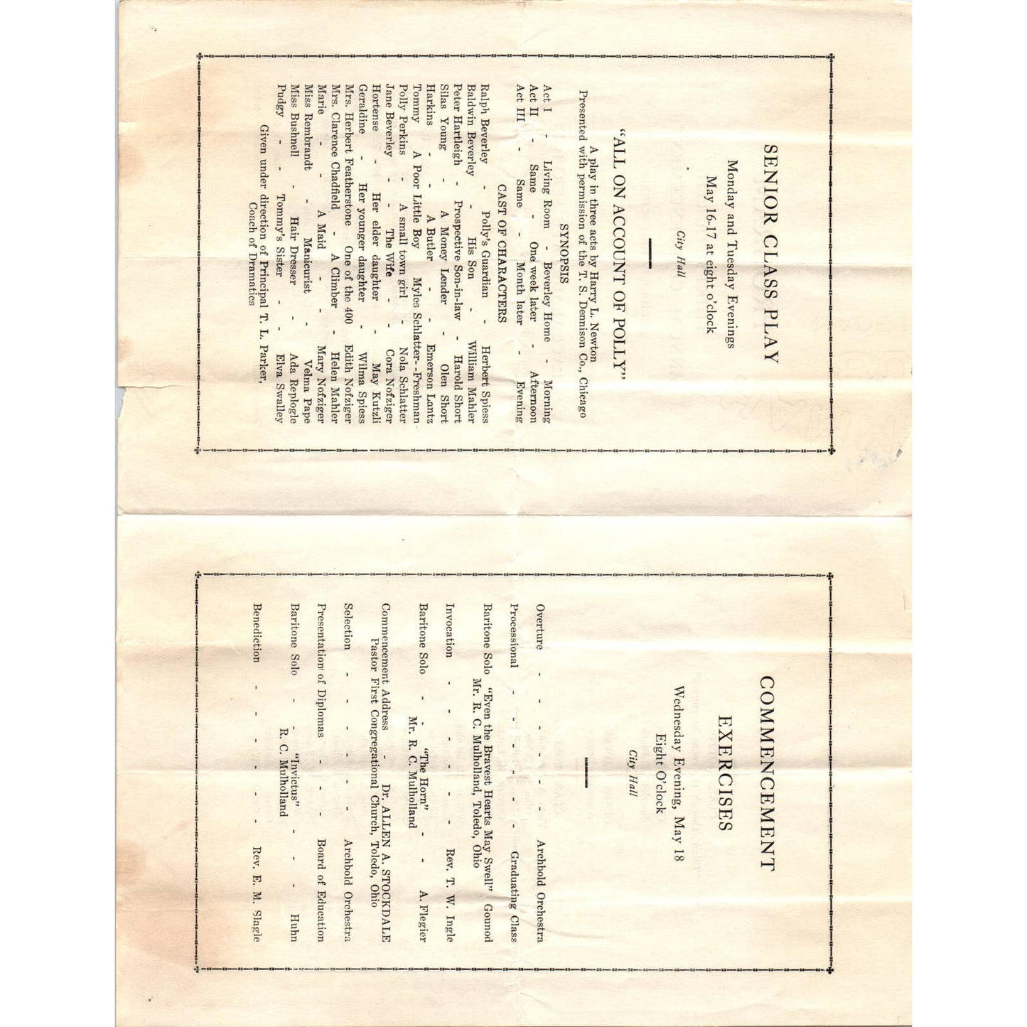 1927 Original Archbold High School 34th Annual Commencement Program AD8