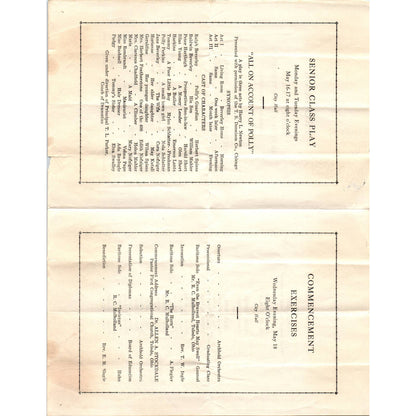 1927 Original Archbold High School 34th Annual Commencement Program AD8