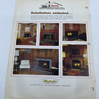 1960s Majestic Thulman Wood-Burning Fireplaces Advertising Booklet Brochure V39-1
