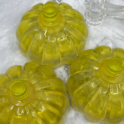Fostoria Heirloom Opalescent Yellow Vaseline Glass Table Charm Set Glows TA9