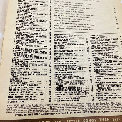 July 1943 Song Hits Magazine & Sheet Music Oklahoma Dixie Bing Crosby BA4
