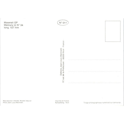 Maserati GP Mercury N 34 French Toy Race Car Original Postcard TK1-P18