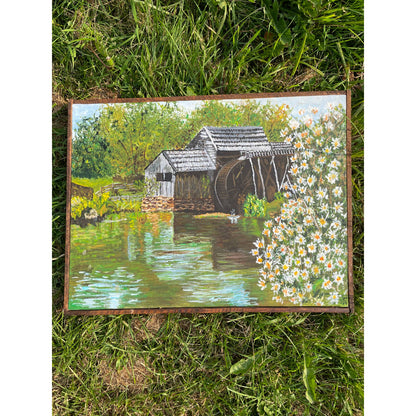 Original Framed Hand Painted Portrait Painting of Mabry Mill Virginia OOAK