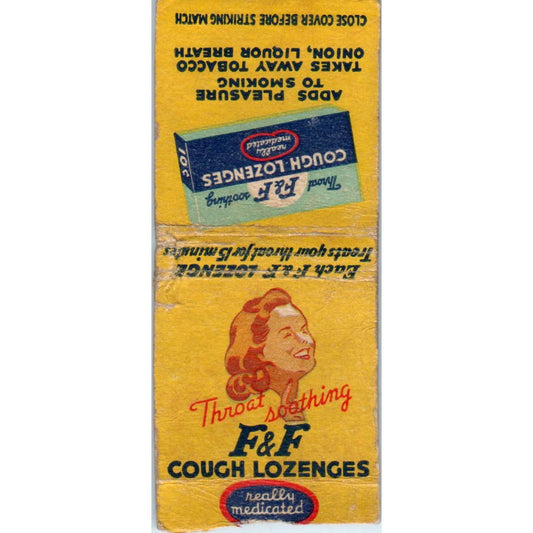 Vintage Matchbook Cover Throat Soothing F&F Cough Lozenges SE5-1