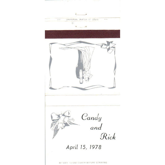 1978 Candy & Rick Wedding Advertising Matchbook Cover SA1-M7