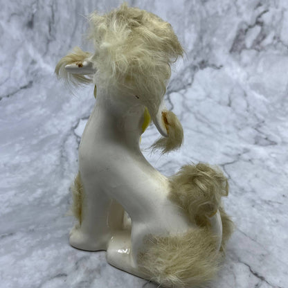 1950s MCM White Poodle Dog Figurine - Blue Eyes and Fur, Japan 4x6 TJ1