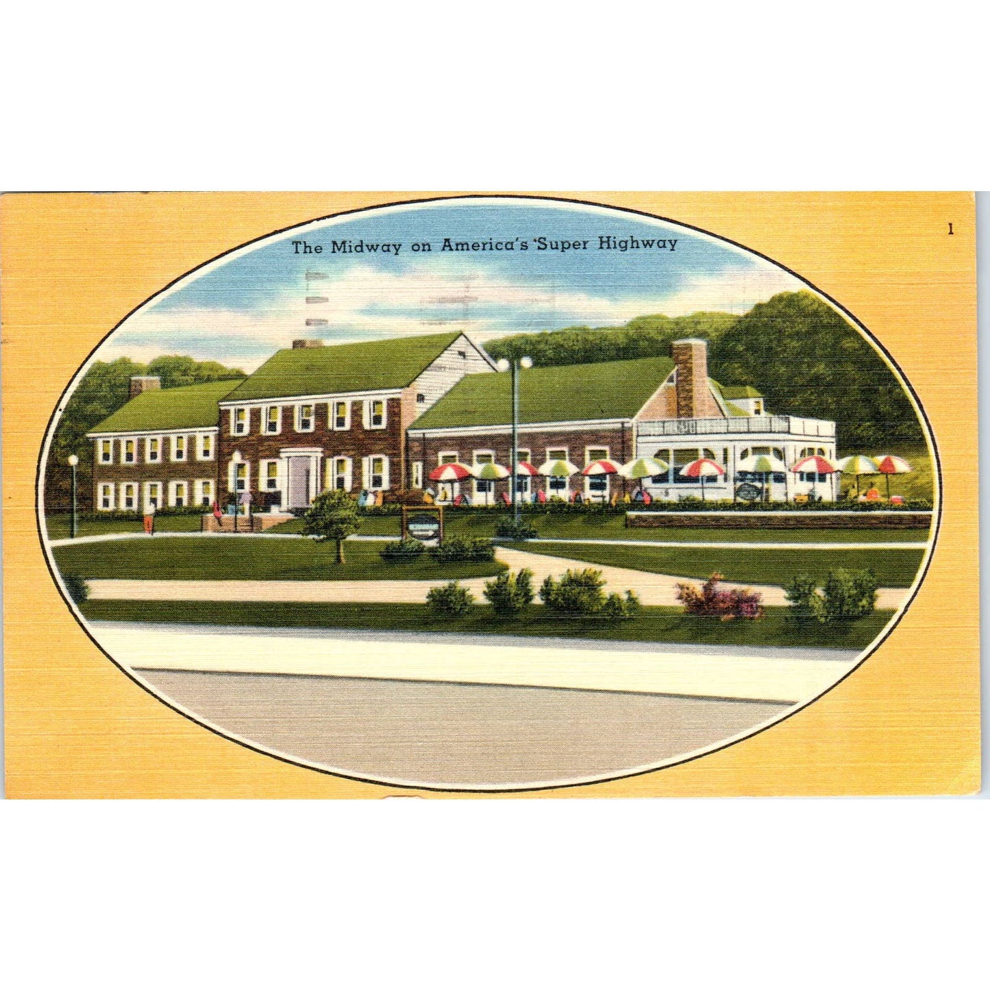 Vintage Postcard The Midway on America's Superhighway PA Turnpike PA TD8-P2