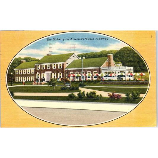 Vintage Postcard The Midway on America's Superhighway PA Turnpike PA TD8-P2