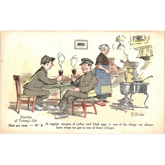WW1 Fergus Mackain Wartime Sketches of Tommy's Life No.5 Postcard TK1-26