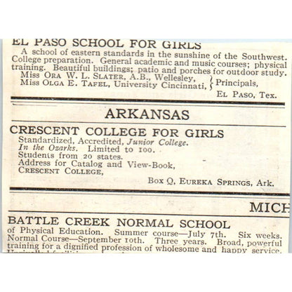 c1920 Harper's Ad - Ferry Hall for Girls Eloise R. Tremain Lake Forest EA3