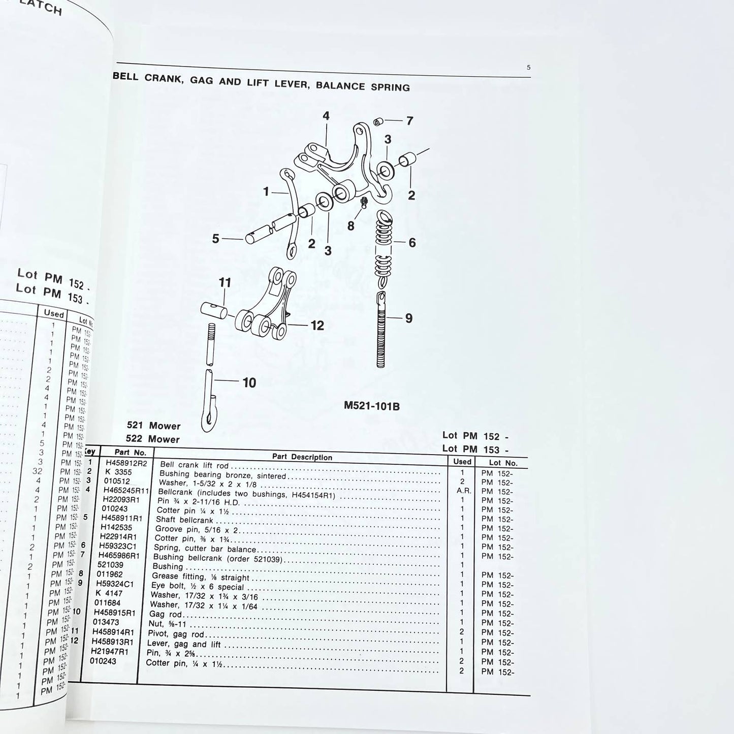 1988 New Idea Parts Catalog M-38 Sickle Bar Mowers 521 522 3-Point Hitch TB9