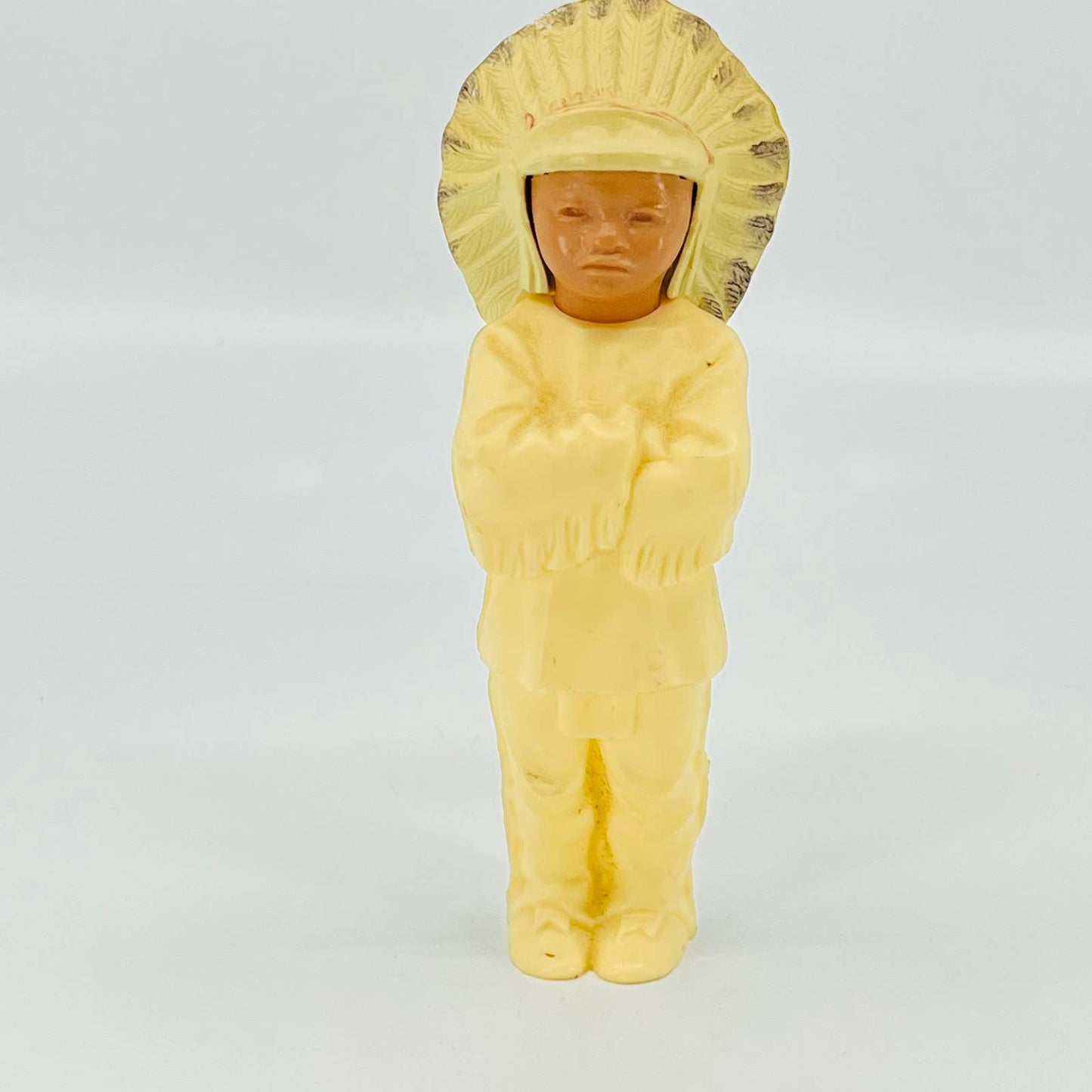 Vintage 1950s Native American Indian Chief Man Warrior Celluloid Doll 6” TB5