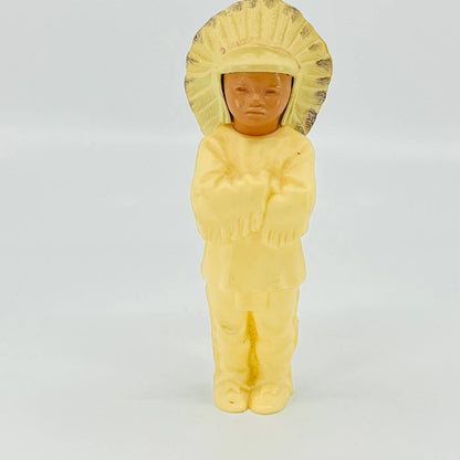 Vintage 1950s Native American Indian Chief Man Warrior Celluloid Doll 6” TB5