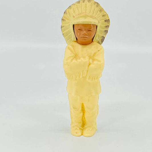 Vintage 1950s Native American Indian Chief Man Warrior Celluloid Doll 6” TB5