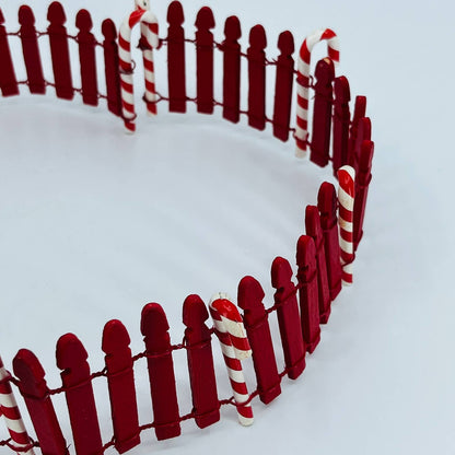 Vintage Flexible Candy Cane Red Picket Fence for Christmas Village 23” TE1