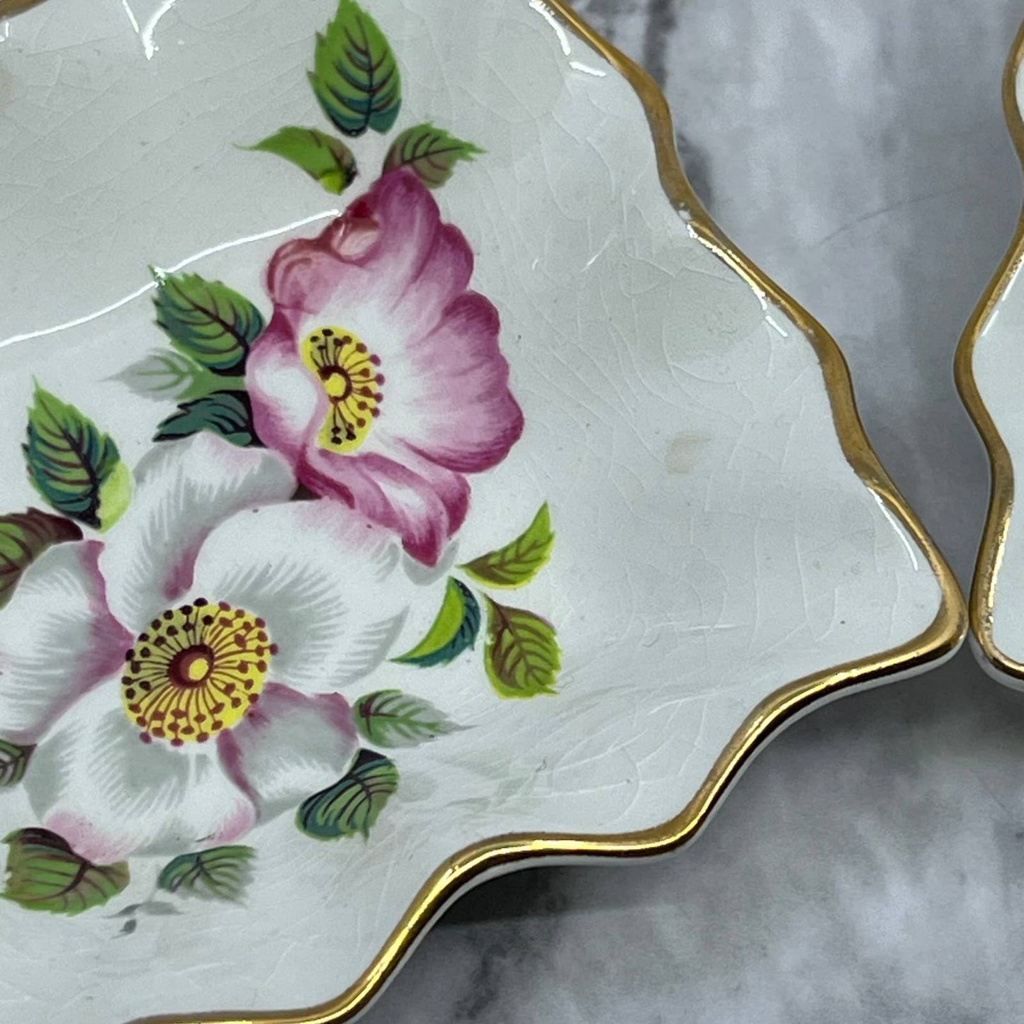 Vintage James Kent Old Foley Small Floral Bon Bon Plates 3 inch Set of 2 TJ5
