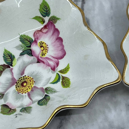 Vintage James Kent Old Foley Small Floral Bon Bon Plates 3 inch Set of 2 TJ5