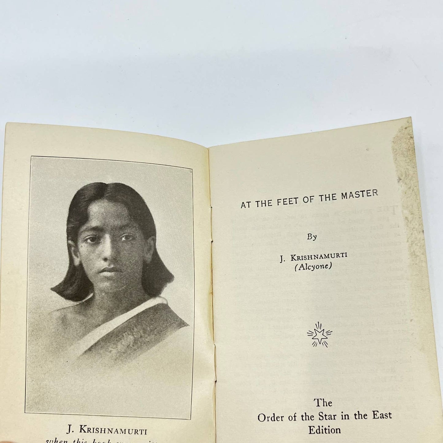 1926 At the Feet of the Master J. Krishnamurti Order of the Star in the East SD3