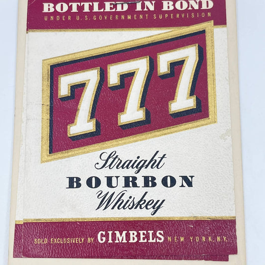 777 Whiskey Label Set of 2 Gimbels New York NY