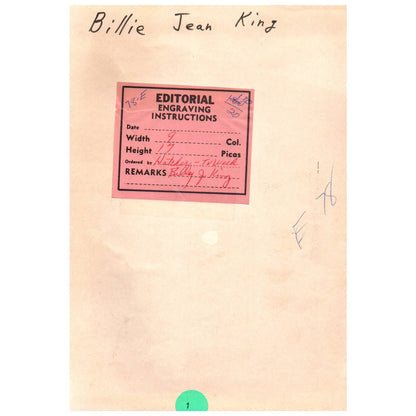 1978 Press Photo Tennis Billie Jean King 7x9" AD3-9