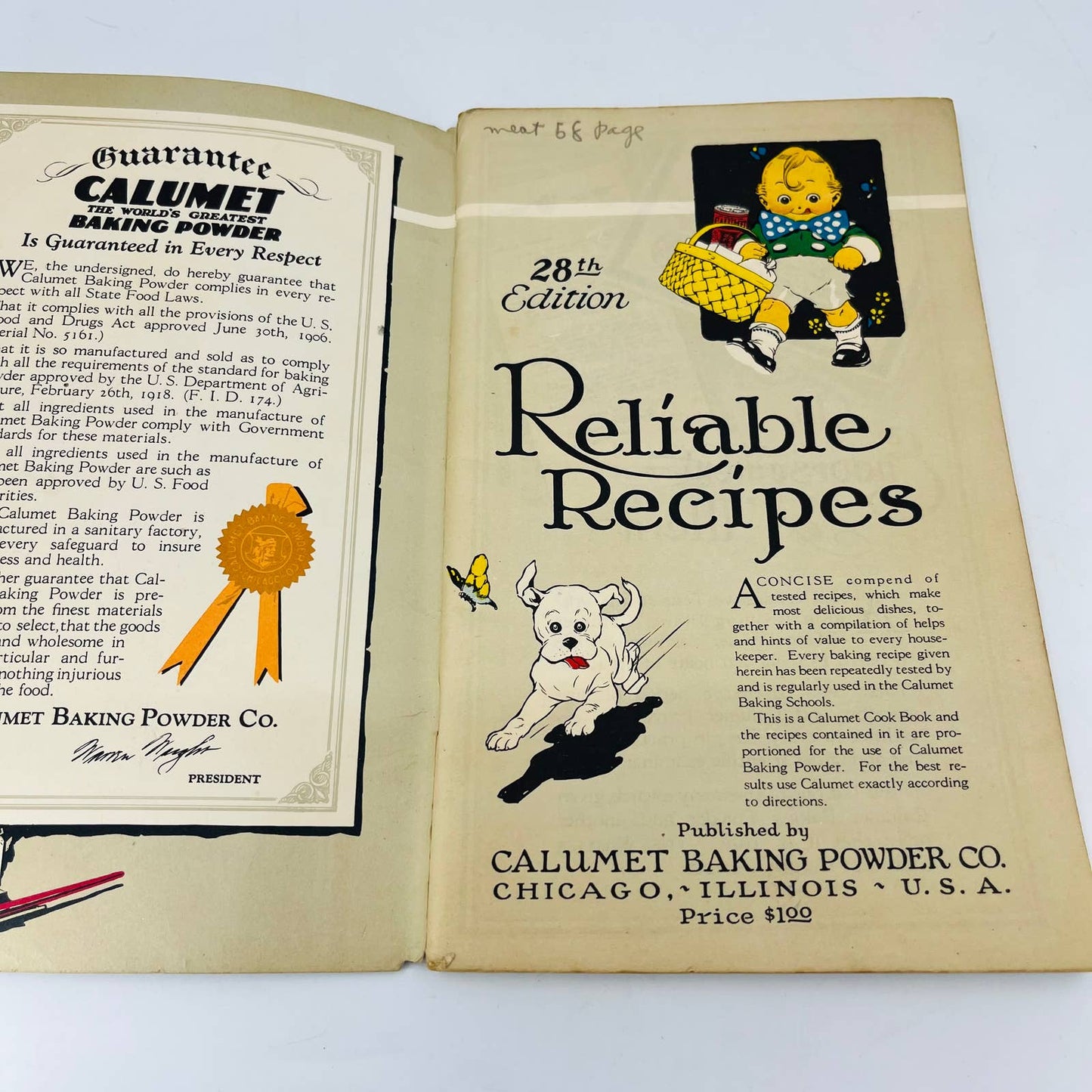 1923 Calumet Baking Powder Cookbook - The Key to Better Baking 28th Edition BA3