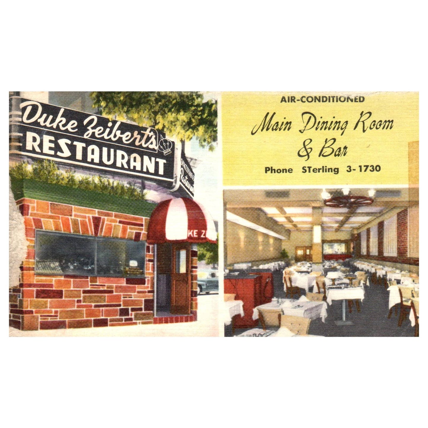 Duke Zeibert's Restaurant 1730 L St. N.W. Washington D.C. - Postcard TJ8-1
