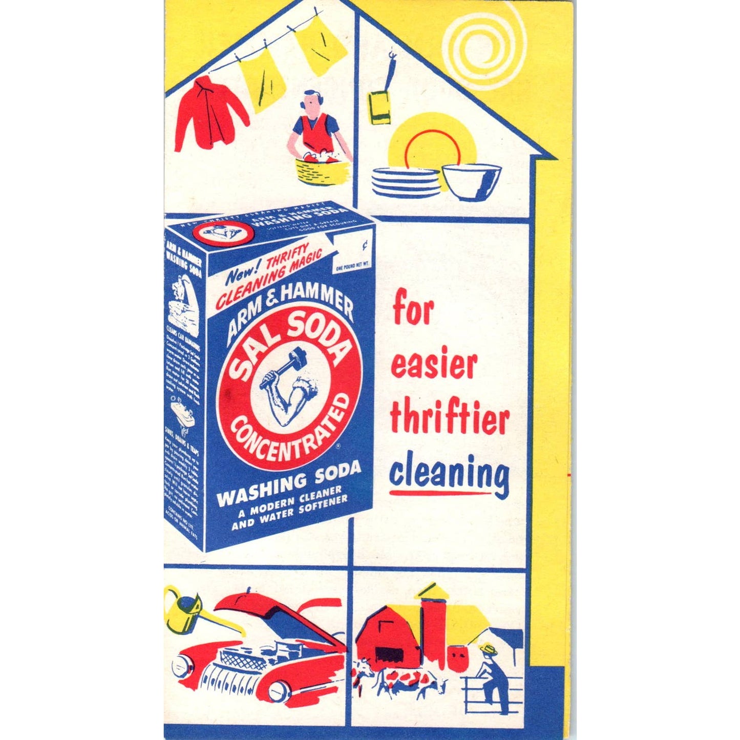 1957 Arm & Hammer Sal Soda Washing Soda Advertising Brochure Fold Out SE5